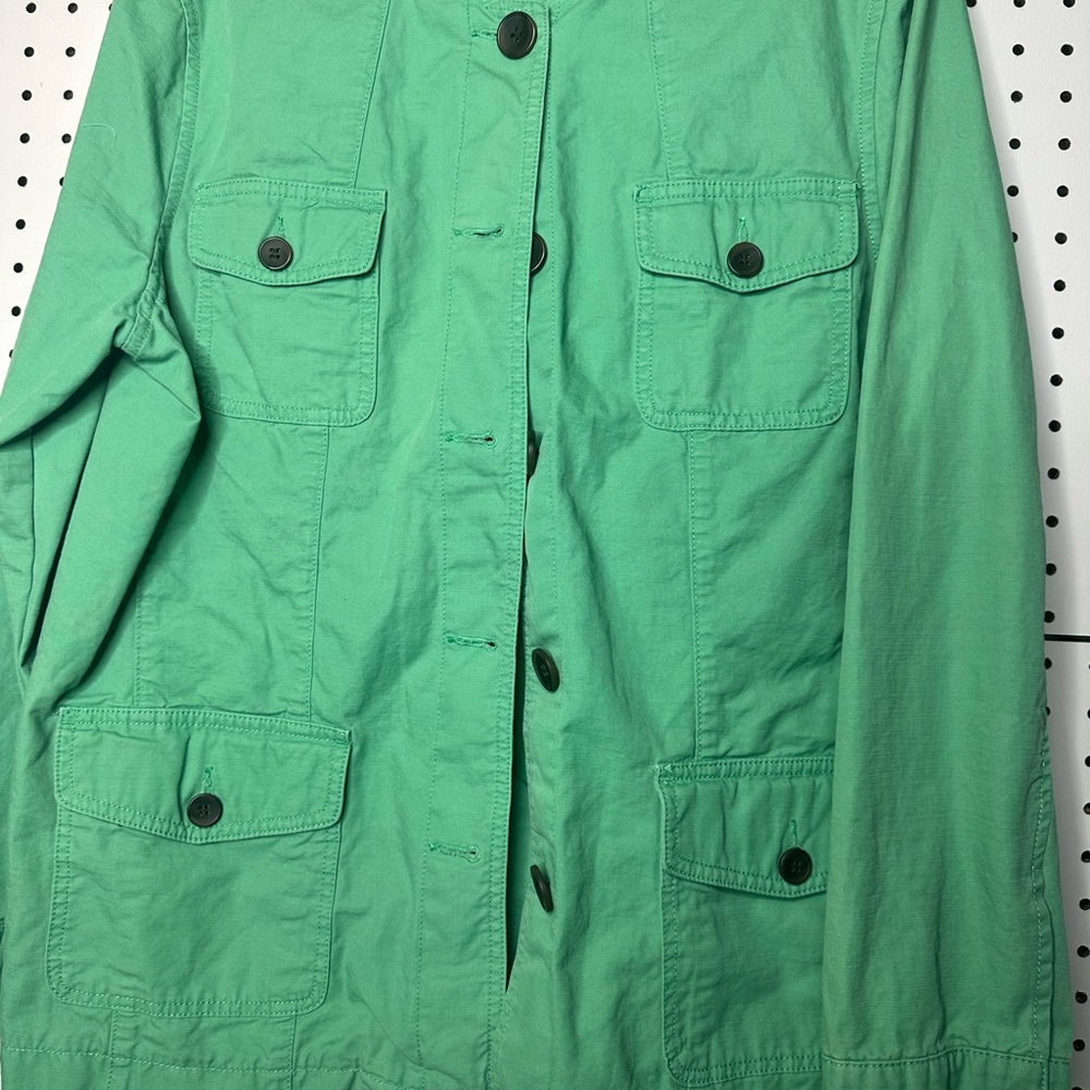 Talbots Green Utility Jacket - Women's Casual Military Style size XL - Picture 3 of 7